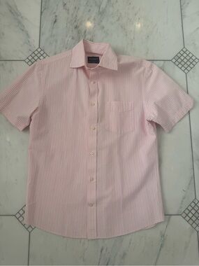 Hackett Men's seersucker Light Pink Striped Short-Sleeve Button-Down Shirt